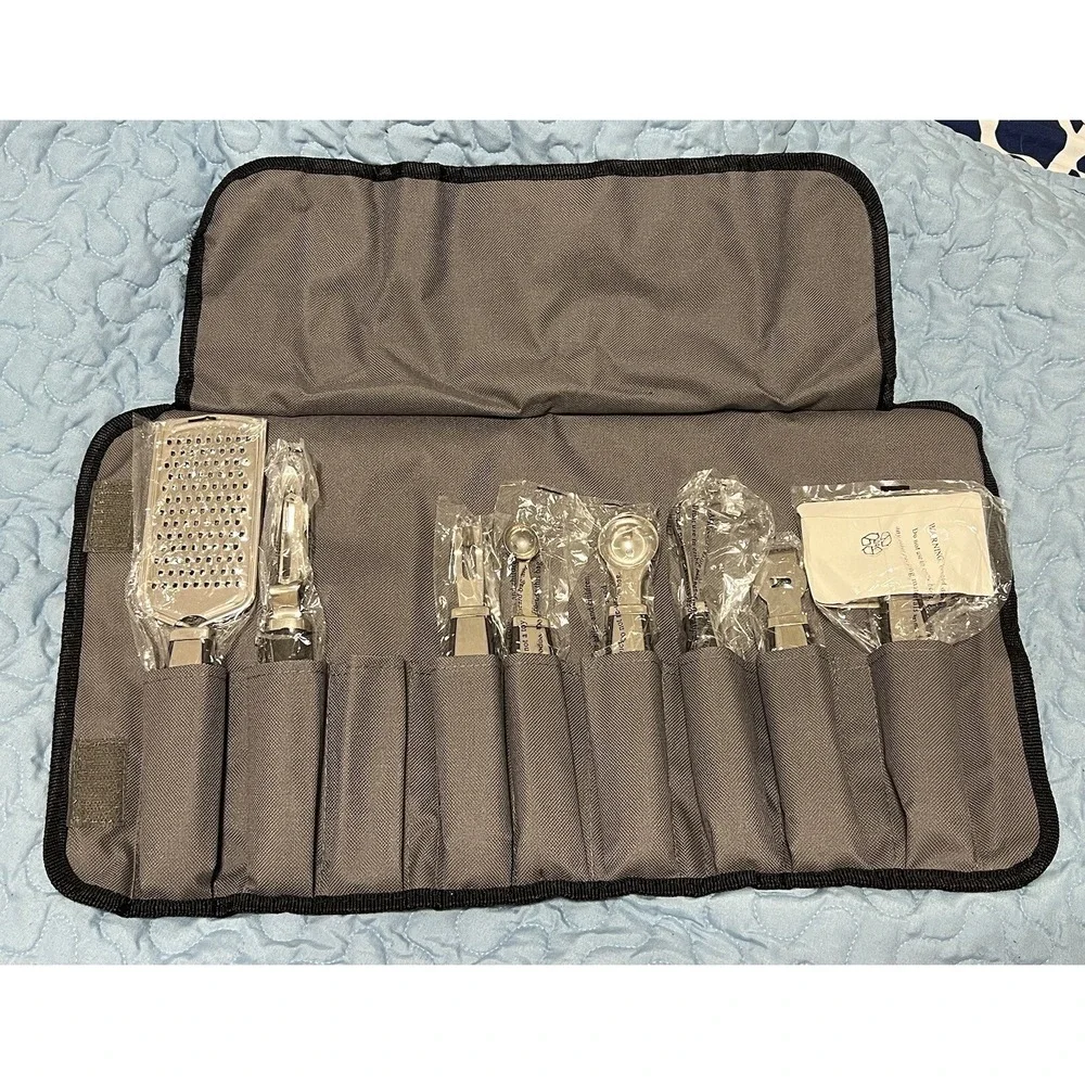 Wolfgang Puck Roll Up Carrying Case Garnish Bar Set No Scissors